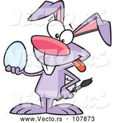 Vector of Cartoon Purple Easer Bunny Rabbit Holding a Blank Easter Egg by Toonaday