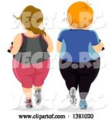 Vector of Cartoon Rear View of a Chubby White Couple Working out Together by BNP Design Studio