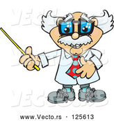 Vector of Cartoon Senior Professor Holding a Pointer Stick to the Left by Dennis Holmes Designs