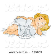 Vector of Cartoon Sexy Chubby Lady Reclind in a Slip by BNP Design Studio