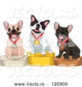 Vector of Cartoon Show French Bulldogs on Placement Podiums by Pushkin