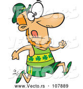 Vector of Cartoon St Patricks Day Leprechaun Running a Marathon by Toonaday