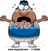Vector of Cartoon Stressed Plump Black Gym Guy by Cory Thoman