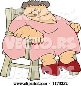 Vector of Cartoon Super Fat White Lady Sitting in a Chair by Djart