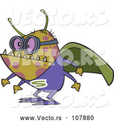 Vector of Cartoon Super Illness Bug Wearing a Cape by Toonaday