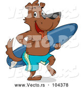 Vector of Cartoon Surfer Dog Carrying a Surfboard by BNP Design Studio