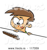 Vector of Cartoon Thinking White Boy Playing a Game of Scrabble by Toonaday