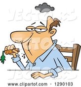 Vector of Cartoon Unhappy Dieting White Guy Eating a Carrot by Toonaday