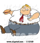 Vector of Cartoon Unhealthy Obese Guy Eating a Hamburger and Holding a Soda by Djart