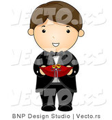 Vector of Cartoon Wedding Ring Bearer Boy Wearing Tuxedo by BNP Design Studio