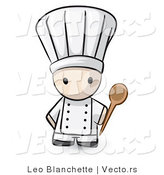 Vector of Cartoon White Chef Holding a Mixing Spoon by Leo Blanchette