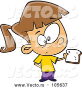 Vector of Cartoon White Girl Holding a Slice of Bread by Toonaday