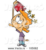 Vector of Cartoon White Girl Watering Flowers on Her Head, Mind Growth by Toonaday