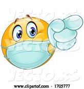 Vector of Cartoon Yellow Emoji Smiley Face Doctor Wearing a Surgical Mask and Pointing by Yayayoyo