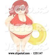 Vector of Chubby Lady in a Bikini, Holding an Inner Tube by BNP Design Studio