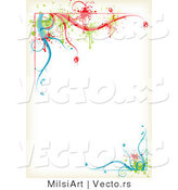 Vector of Colorful Floral Vines Around White Copyspace Border by MilsiArt