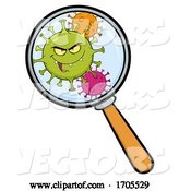 Vector of Coronavirus Mascot Character Under a Magnifying Glass by Hit Toon