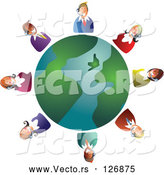 Vector of Customer Service Team Around a Globe by Prawny
