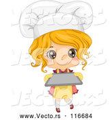 Vector of Cute Blond Toddler Chef Girl Holding a Baking Sheet by BNP Design Studio