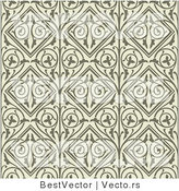 Vector of Dark Green Floral Vines and Diamonds over Beige Seamless Background by BestVector