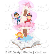 Vector of Diverse School Students Playing in a Pop-up Story Book by BNP Design Studio