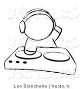 Vector of Dj Mixing Music - Coloring Page Outlined Art by Leo Blanchette