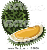 Vector of Durian Fruit Beside a Wedge by Vector Tradition SM