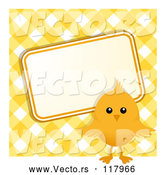Vector of Easter Chick with a Sign over Yellow Gingham by Elaineitalia