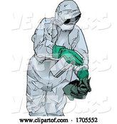 Vector of Emergency Medical Worker in a Protective Suit by Dero