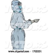 Vector of Emergency Medical Worker in a Protective Suit by Dero