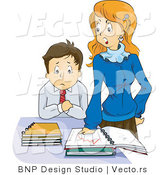Vector of Female Boss Yelling at Her Employee While Going over Business Charts and Graphs by BNP Design Studio