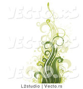 Vector of Floral Grunge Background with Green Plant-like Waves by L2studio