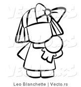 Vector of Girl Carrying a Doll - Coloring Page Outlined Art by Leo Blanchette