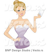 Vector of Girl Holding a Blank Card by BNP Design Studio