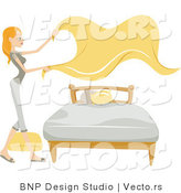 Vector of Girl Laying Sheets on a Bed by BNP Design Studio