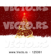 Vector of Gold Christmas Tree in the Snow by KJ Pargeter