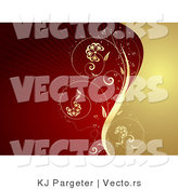 Vector of Gold Vine Dividing a Background Deep Red by KJ Pargeter