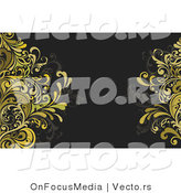 Vector of Gold Vines Agains Dark Green Background - Border Design Element by OnFocusMedia