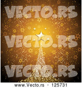 Vector of Golden Star Atop a Sparkly Christmas Tree on a Gold Star Burst Background by Elaineitalia
