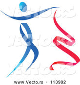Vector of Gradient Blue and Red Ribbon Dancer in Action by Vector Tradition SM