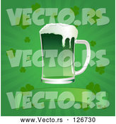 Vector of Green St Patrick's Day Beer over a Blank Banner on a Green Clover Burst Background by Pushkin