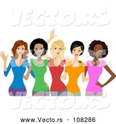 Vector of Group of Happy Diverse Women Wearing Colorful T Shirts by BNP Design Studio