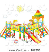 Vector of Group of Happy White Children Playing on a Playground by Alex Bannykh