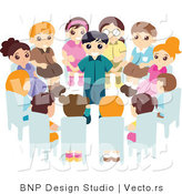 Vector of Group of Kids Sitting in a Circle Around a Boy Giving a Speach by BNP Design Studio