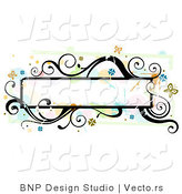 Vector of Grungy Long Background Frame with Splatters, Vines and Butterflies by BNP Design Studio