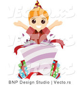 Vector of Happy Birthday Boy Opening Presents by BNP Design Studio