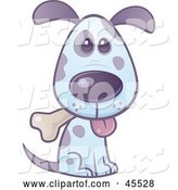 Vector of Happy Blue and Purple Puppy Sitting and Nibbling on a Bone by John Schwegel