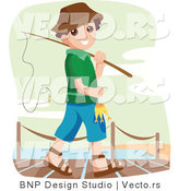 Vector of Happy Boy Going Fishing by BNP Design Studio