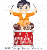 Vector of Happy Boy Sitting on a Musical Drum by BNP Design Studio