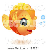 Vector of Happy Cartoon Big Headed Baby Goldfish by BNP Design Studio